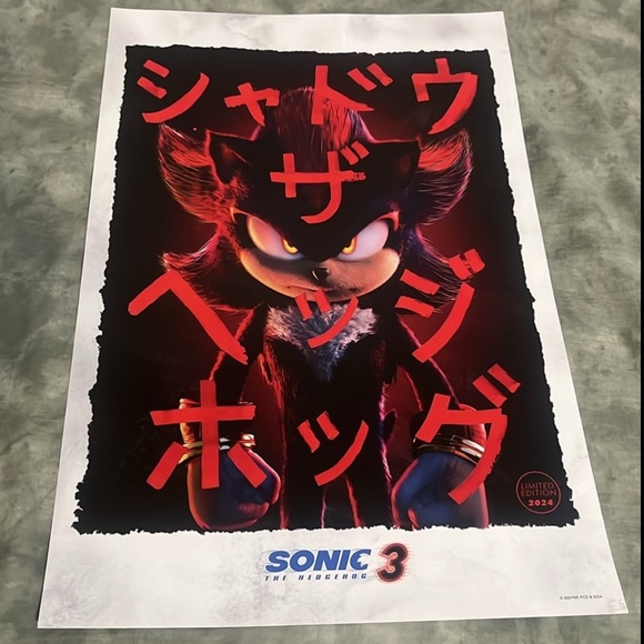 Sonic 3: THREE Shadow Movie poster 2024 Keanu Reeves. 12 x 18 - Picture 6 of 13